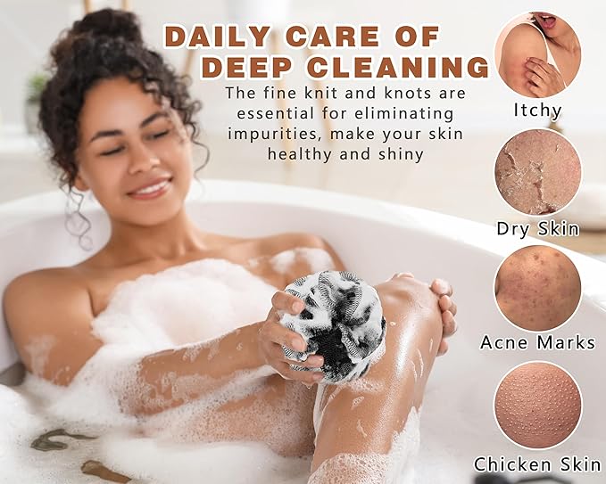 2 Pack African Net Sponge Exfoliating Body Scrubber Bath Sponge for Daily Use