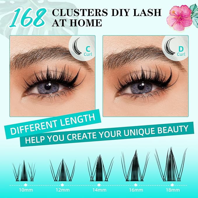 Lash Clusters Manga 168Pcs Eyelash Cluster Wet Look Ultra-Thin Invisible Lash Band Eyelashes Extensions Spiky Anime Wide Span Lashes for Beginners(Autumn Leaves,C-16mm)