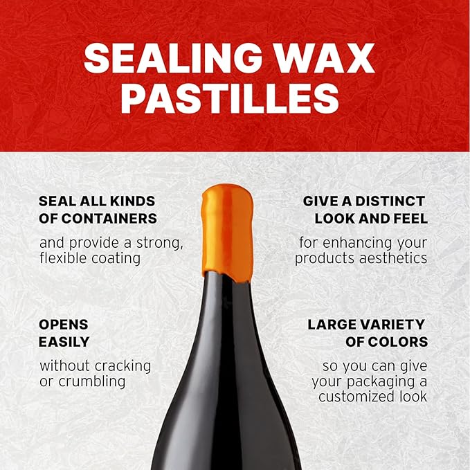 Blended Waxes, Inc. Bottle Sealing Wax Beads, Premium Pastille Wax Seal Beads For Wine, Beer, and Liquor Bottle Closure, Seals Between 25-30 Bottles, 1 lb, Tangerine Pearl