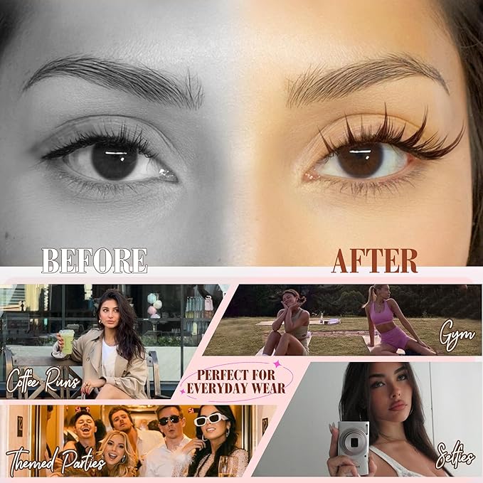 Manga Lash Clusters Kit Brown Eyelash Clusters Fairy Spiky Individual Lashes DIY Lash Extension Kit Dark Brown Lash Extension Clusters Clear Bond and Seal Waterproof and Tweezers (11-17MM, CC-Curly)