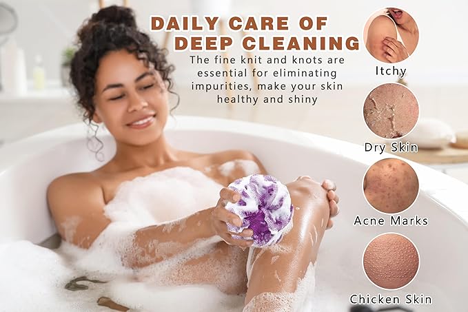 2 Pack African Net Sponge Exfoliating Body Scrubber Bath Sponge for Daily Use