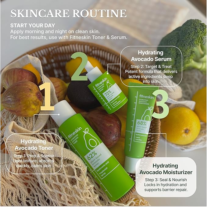 Hydrating Face Moisturizer – Avocado Extract, Panthenol – Deep Hydration Cream for Dry & Sensitive Skin – Barrier Repair, Fast Absorbing, Vegan, Fragrance-Free, Korean Skincare – 50ml
