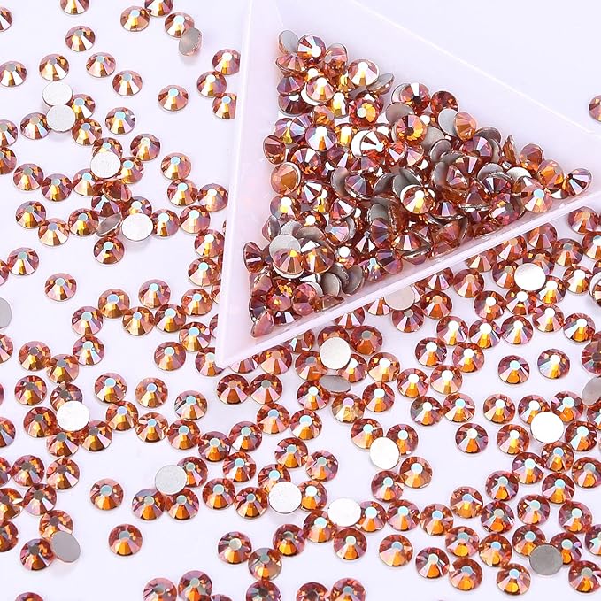 1440Pcs Amber Crystal Rhinestones,Glass Flatback Rhinestones Mini Gemstones for Nail Face Makeup Art Crafts Clothes Decoration - (SS10, 2.8mm,Amber)