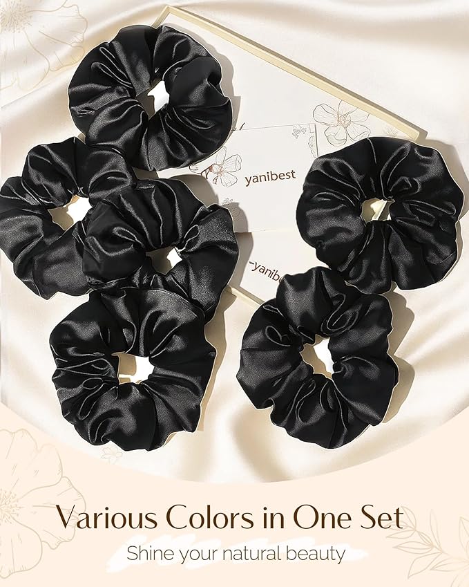 Yanibest 8 Pcs Satin Scrunchies - Silk Scrunchies Ponytail Holders,Soft Satin Hair Ties No Damage,Hair Accessories for Women