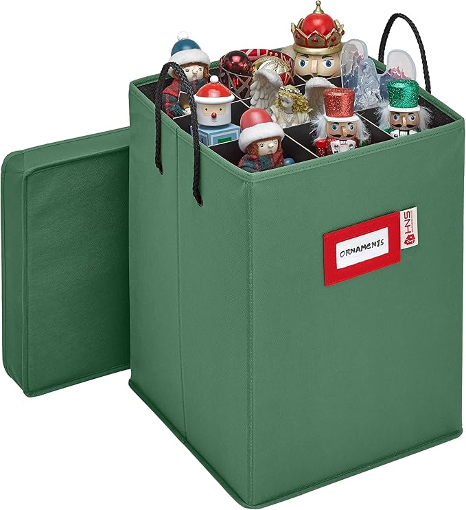 Christmas Nutcracker Collectible Storage Box - Stores Up to 16" Tall Nutcrackers, Ornaments & More - Holiday Decor Organizer with Adjustable Dividers