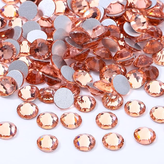 Meibite Champagne Flatback Rhinestones, Glass Rhinestones for Nail Art and Craft, Glue Fix, Loose Crystal Gemstones(Champagne, SS30, 576pcs, 6.4-6.6mm)