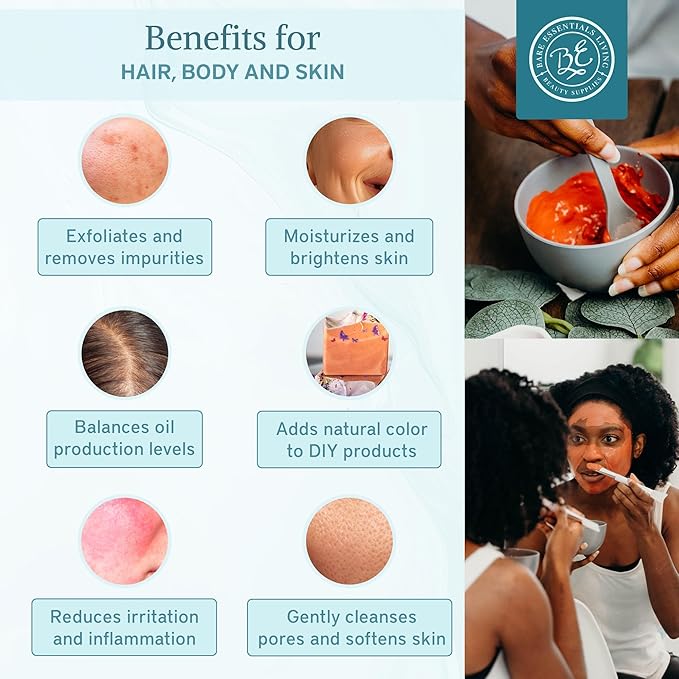 Bare Essentials Living - Pink Kaolin Clay Rose Powder (12 oz) 100% Natural Pink Powdered Clay for Seed Bombs, Pink Clay Mask for Face or for Colorant DIY Spa, Pink Rose Soap, Bath Bomb, Deodorant