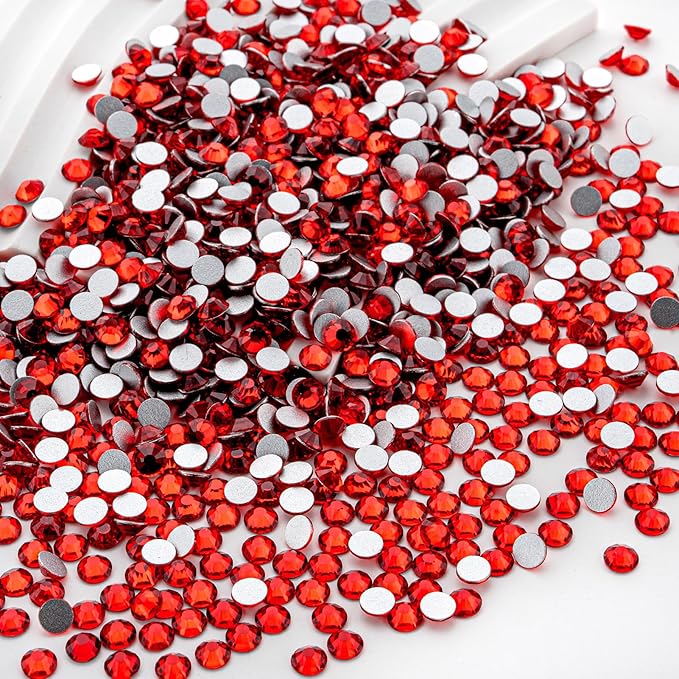 MEIBITE Flatback Rhinestones Bulk, 14400PCS Lt.siam Rhinestones for Clothes DIY Decoration Crafts, Lt.siam, SS16, 3.8-4.0mm