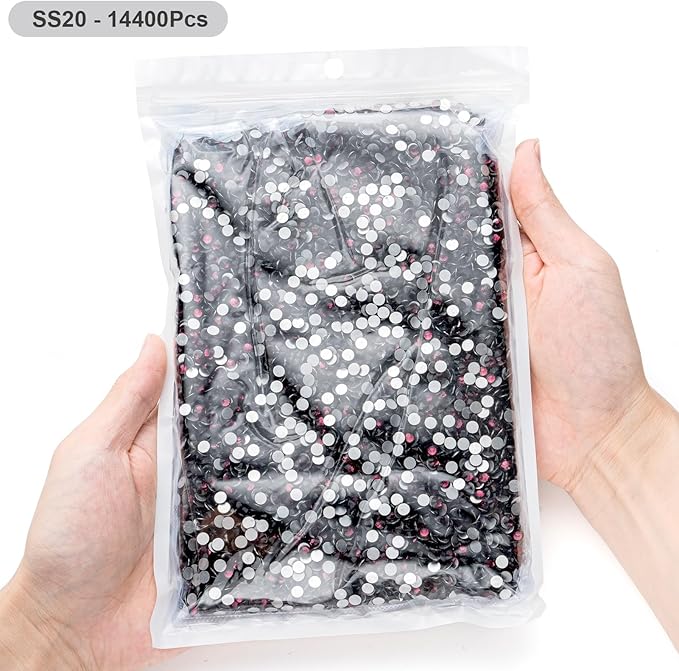MEIBITE Flatback Rhinestones Bulk, 14400PCS Purple Rhinestones for Clothes DIY Decoration Crafts, Purple, SS20, 4.6-4.8mm