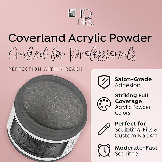 Tones Coverland Acrylic Nail Powder 'A Not So Silent Night' - Limited Edition for Nail Design, Sculpting, and Masking Imperfections - Professional Supplies - 1.5 Oz