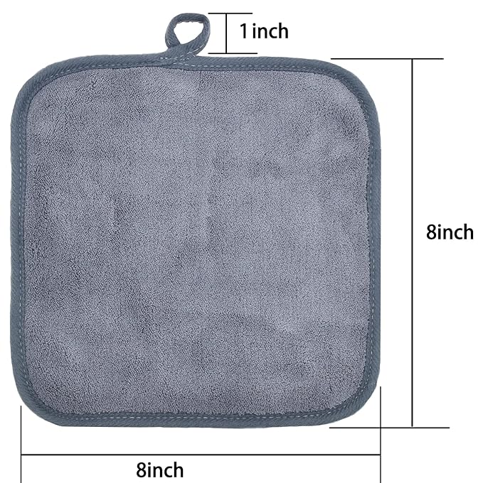 BloomSesame Makeup Remover Cloths for Face, Eye, Lips - Reusable Makeup Remover Pads Soft Microfiber Facial Cleansing Cloths 8 x 8 inch 6 Pack (Gray)