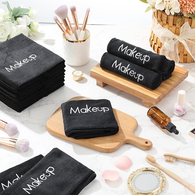 Shimeyao 20 Pack Makeup Towels Black Makeup Washcloths for Face Microfiber Remover Cloth 13x13 Inch Quick Dry Face Towels for Cleaning Hand