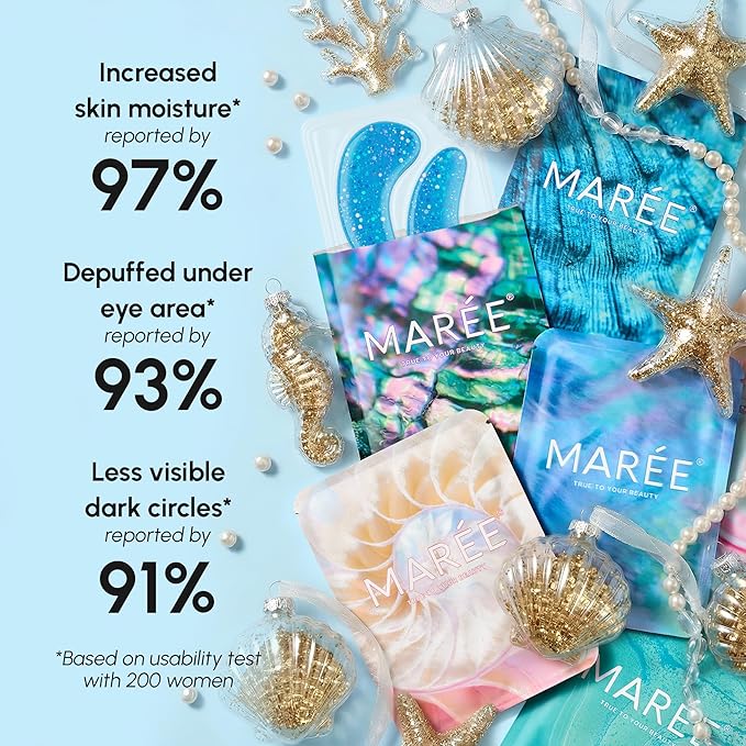 MAREE Eye Gels 2 PACK - Under Eye Patches for Puffy Eyes and Dark Circles with Natural Marine Collagen & Hyaluronic Acid - Anti-Aging Masks for Face to Soothe Puffiness