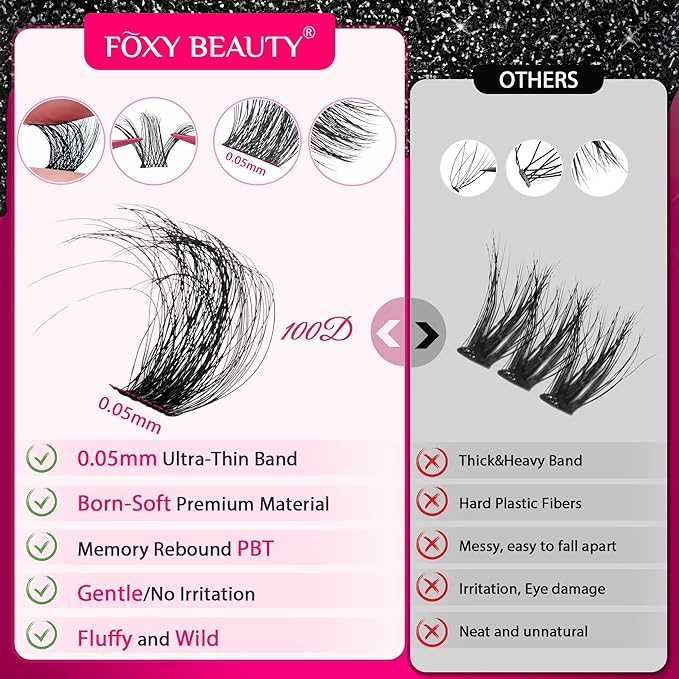 Fluffy Lash Clusters 640pcs Lashes Clusters Kit 11-18mm 40D 60D 80D 100D Eyelash Extension Kit D Curl Thick False Eyelashes with Bond Seal Remover