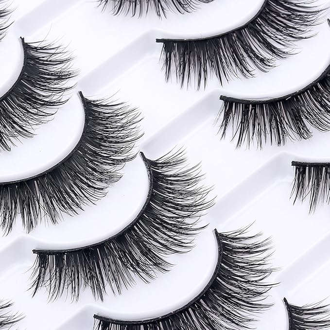 False Eyelashes 20 Pairs Wispy Lashes Faux Mink Lashes 14mm 3D Fluffy Cat Eye Lashes （style 20-062)