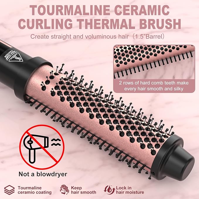 5 in 1 Curling Wand Set, Curling Iron with Curling Brush,Hair Straightener & 3 Interchangeable Ceramic Curling Wand(0.35"-1"), Fast Heat Hair Wand Curler, Include Glove & 2 Clips for Women Girls Gift