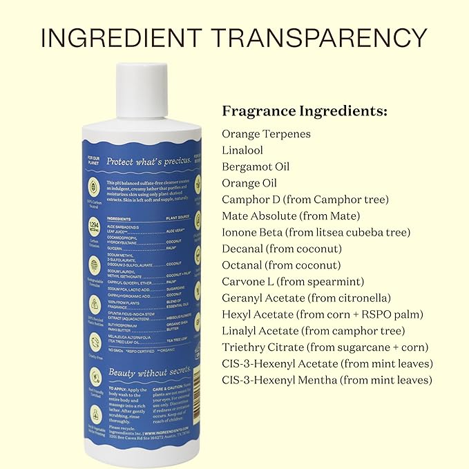 Ingreendients Natural Body Wash With Organic Ingredients - Moisturizing For Dry and Sensitive Skin, Vegan, Cruelty Free, Sulfate Free, Betaine Free (2 x 16 FL. Oz)