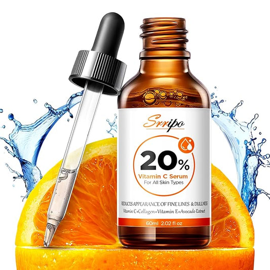 Pure Natural Skin Brightening & Anti Aging 20% Vitamin C Serum, Collagen Peptide Infused Face Serum for Deep Hydration, All-in-One with Niacinamide, Retinol, Hyaluronic Acid, 2.02 Fl Oz