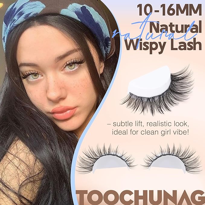 TOOCHUNAG Lash Clusters Natural Wispy Eyelash Clusters C Curly DIY Eyelashes Extensions 10-16MM Pestañas Postizas Naturales Thin Band Individual Cluster Lashes