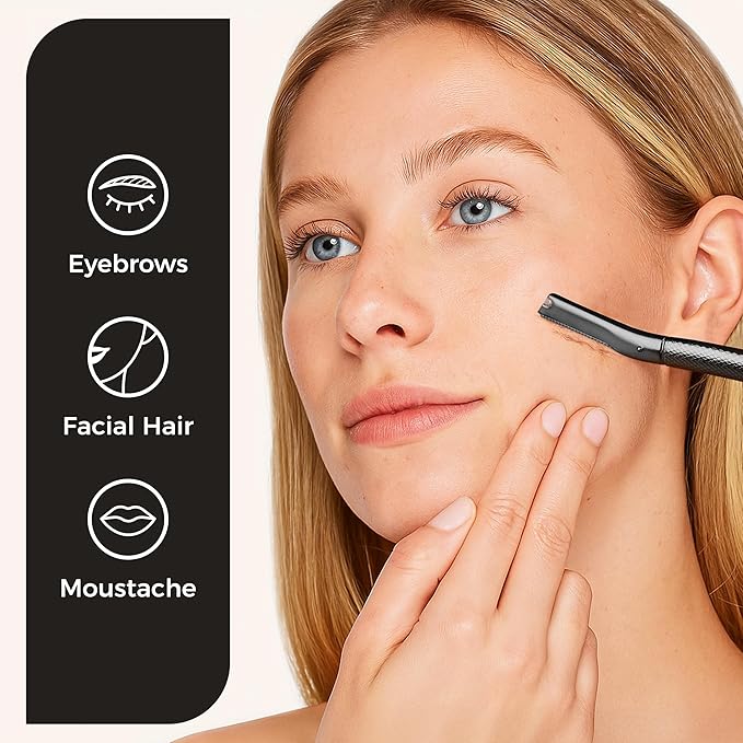 ZOMCHI Eyebrow Razor, Face Razors for Women&Men, Eyebrow Trimmer Shaper with Precision Cover,Facial Shaver with 6 Blades (Black)
