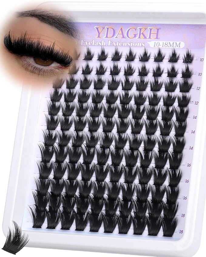 Volume Lash Clusters Spikes Manga Cluster Eyelash Extension 400D Anime Lash Extension Spiky Eyelash Extension 10-18mm DIY Spikes Individuals Thick Cluster Lashes Wispy 120Pcs