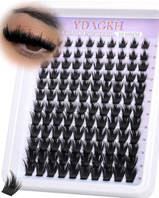 Volume Lash Clusters Spikes Manga Cluster Eyelash Extension 400D Anime Lash Extension Spiky Eyelash Extension 10-18mm DIY Spikes Individuals Thick Cluster Lashes Wispy 120Pcs