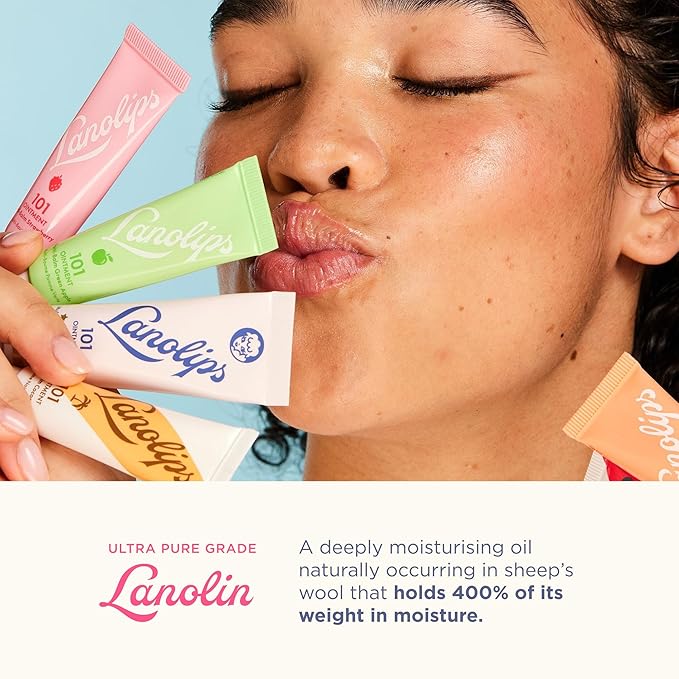 Lanolips 101 Ointment - Lanolin Lip Balm for Smooth, Hydrated & Healthy Lips - Multipurpose Ointment with Lanolin Oil for Dry Cuticles & More - Peach (0.52 oz)