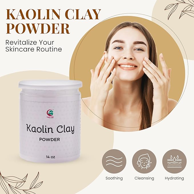 Kaolin Clay Powder (14 oz) – 100% Natural White Clay Powder for Soap Making, White Clay Mask & Bath Bombs | By Yogi's Gift®