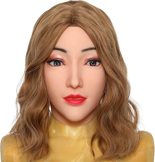 Realistic Female Silicone Head Mask Novelty Adults Full Face Mask Cosplay Halloween Crossdresser Party Mask