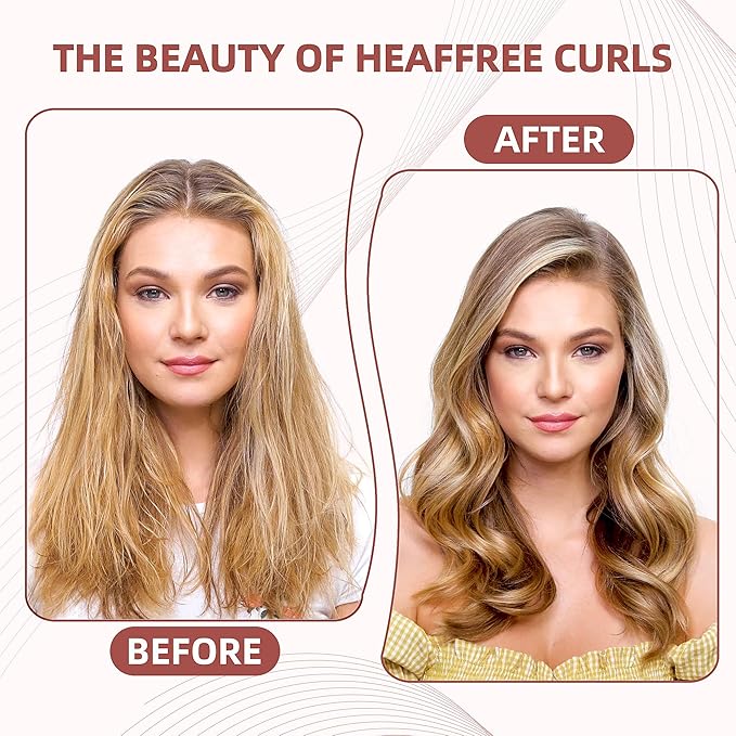Heatless Curls Overnight Rods - 6 Pcs No-Heat Blowout Hair Curler Set, Hair Rollers for Long Hair with Bonnet for Sleeping