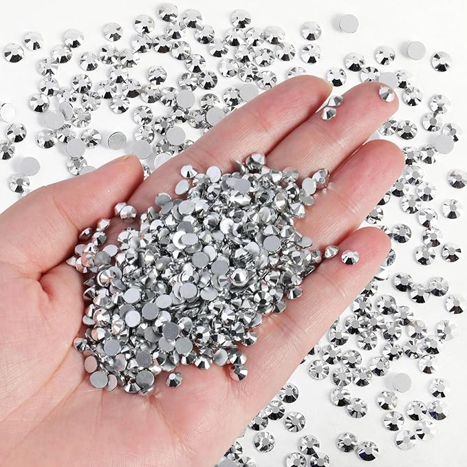 Beadsland Flatback Rhinestones Bulk,14400pcs Silver Rhinestones for Nails Crafts Clothes DIY Decoration, Silver Hematite, SS10, 2.7-2.9mm
