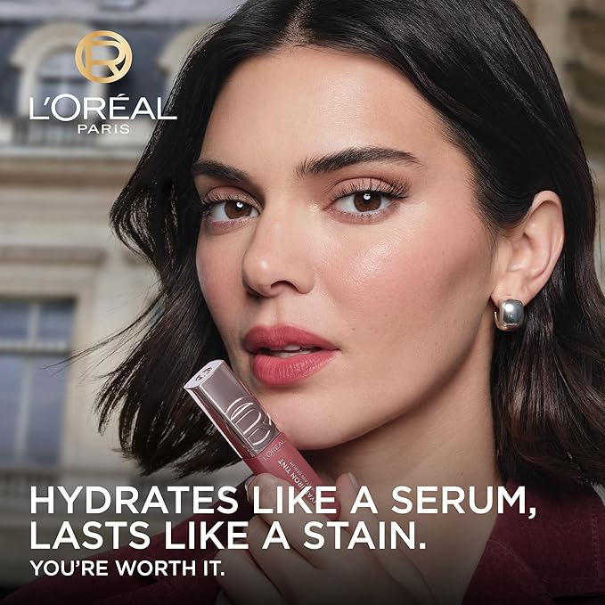 L'Oreal Paris Hyaluron Tint Lip Stain Serum, Long Lasting, Hydrating Lip Makeup Infused with Hyaluronic Acid, 601 Worth It (Pinky Nude)