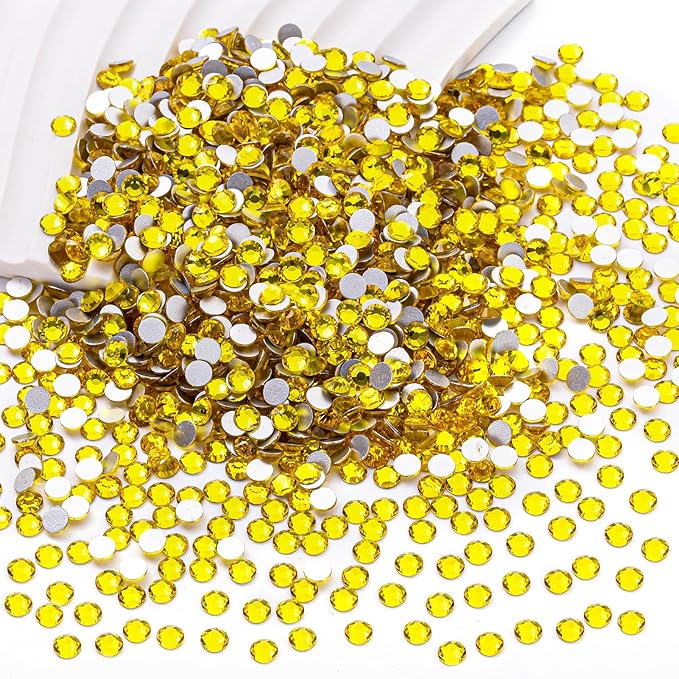 MEIBITE Flatback Rhinestones Bulk, 14400PCS Citrine Rhinestones for Clothes DIY Decoration Crafts, Citrine, SS16, 3.8-4.0mm