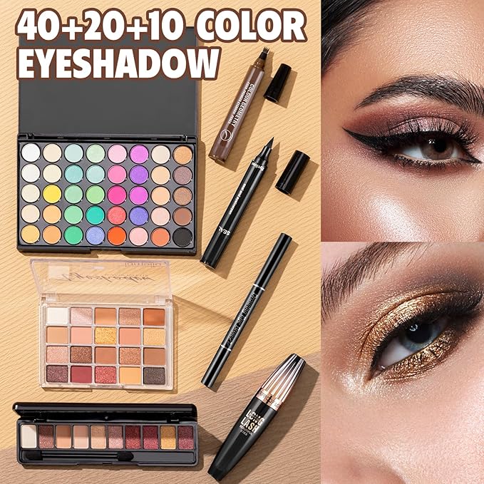 Makeup Set for Women Full Kit Include Eyeshadow Concealer Palette Lip Gloss Lipstick Eye Pencil Makeup Brushes, All In One Makeup Gift Set For Teen Girls and Beginner, Stocking Stuffers for Teen Girls