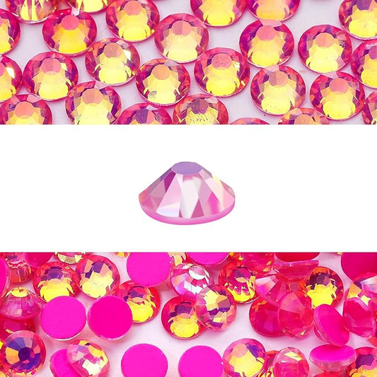 Novani 3000 Pieces Flatback Rhinestones Glass Round Gems F-Rose Crystals for Nail Art DIY Crafts Clothes Shoes,SS10,2.7-2.9mm