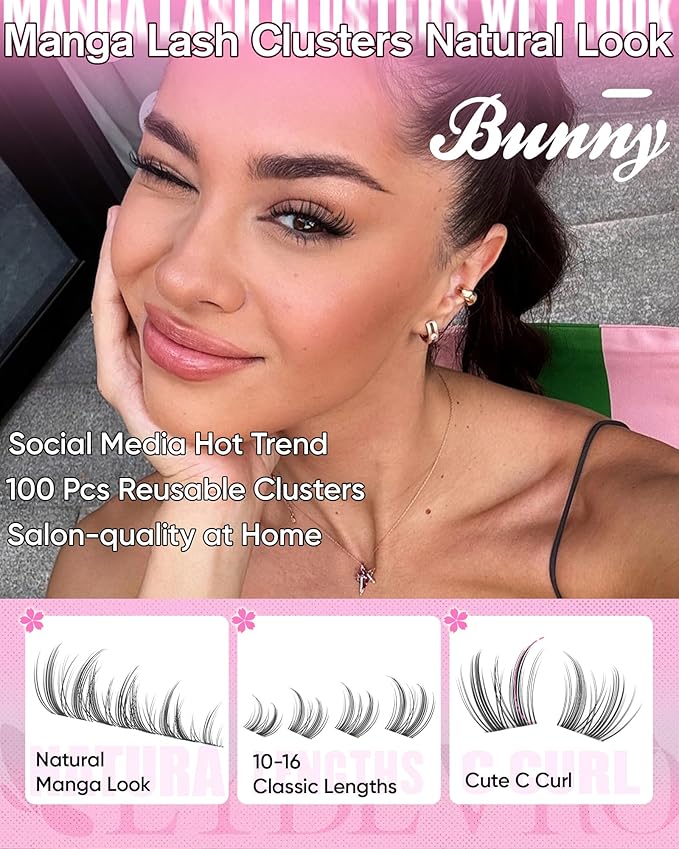 EYDEVRO Manga Lash Clusters Kit Natural Fairy Eyelash Clusters Kit Anime Cluster Eyelash Extensions Kit 10-16mm Spiky Wispy DIY Lash Extension Kit Waterproof Lash Bond and Seal Tweezers Brush