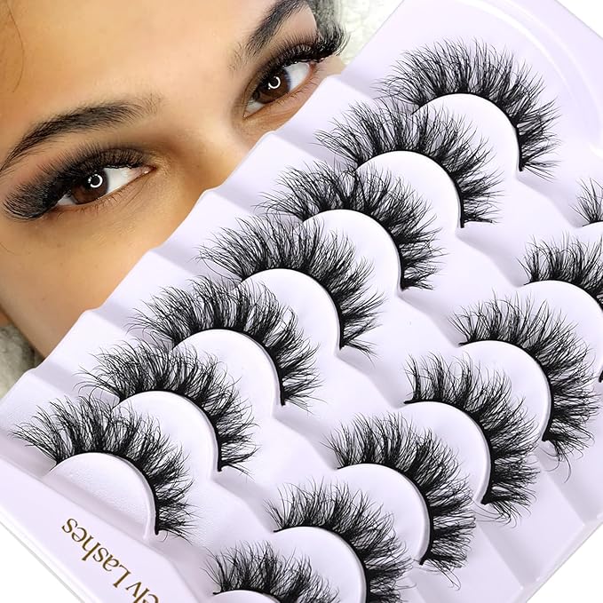 SinuVelve Extra Fluff Lashes 5D False Eyelashes 6-14mm Wispy Lashes Reusable 15 Times 7 Pairs Lash Pack With Flexible Band D Curlve Lash Strips Multi-Layered Eyelash