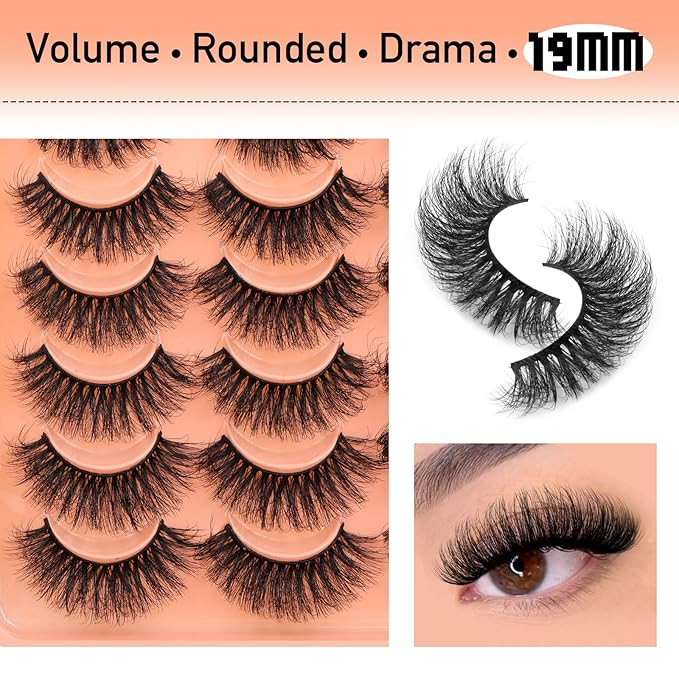 Yawamica Fluffy False Eyelashes Wispy Mink Lashes Pack 4 Styles Full Volume Mink Eyelashes Strip Fake Lashes 20 Pairs