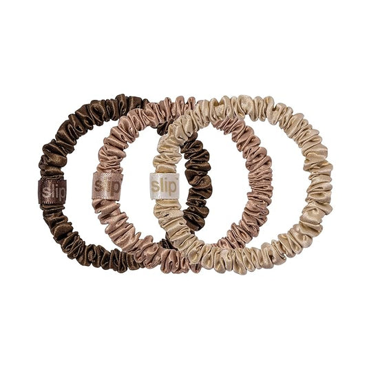 SLIP Amazon Exclusive Skinny Scrunchies: Anti-Crease, Anti-Breakage Slipsilk™ Design Protects Delicate Hair | Includes 3 Pure Silk Scrunchies, Basics