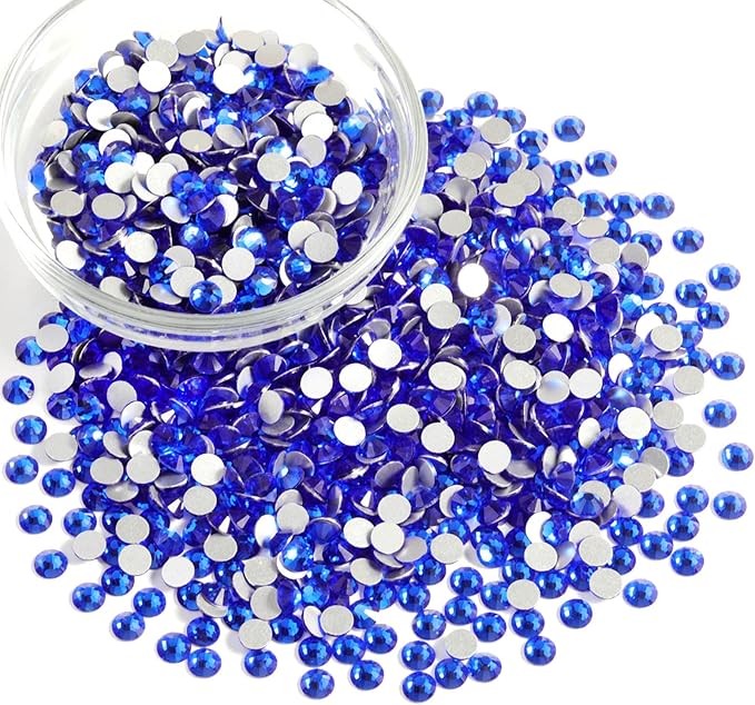 Beadsland Flatback Rhinestones Bulk,14400pcs Royal Blue Rhinestones for Nails Crafts Clothes DIY Decoration, Sapphire, SS16, 3.8-4.0mm