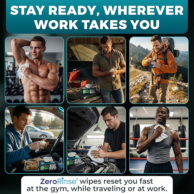 Body Wipes for Men - Maximum Cleaning Power (Ultra Clean) - 1 Pack (54 Wipes), XL No-Rinse Shower Sheets, Waterless Bathing Wipes for After Gym, Camping & Travel