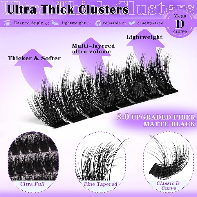Lash Clusters with Spikes 200D Volume Lash Extensions 12-20mm Spiky Manga Eyelash Clusters 160pcs Thick D Curly Cluster Eyelash Extensions by ANFORLIN