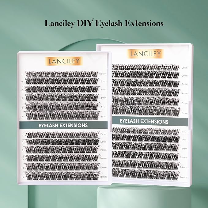 Lash Clusters 144pcs Volume Eyelash Clusters 10-16MM DIY Individual Lashes C Curly Eyelashes Manga Lashes Clusters Natural Cluster Eyelash Extensions Soft Thin Band Cluster Lashes for Beginners-DM01
