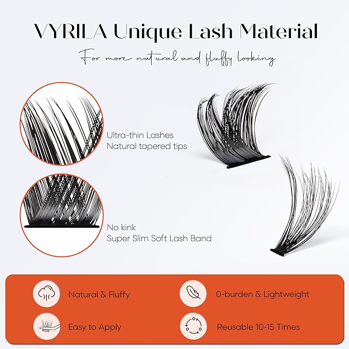 Lash Clusters-VYRILA 0.07mm Wispy Eyelashes C Curl Eyelash Clusters 8-14mix Individual Lashes Extension DIY at Home (30P+S03 186pcs-8-14mix)