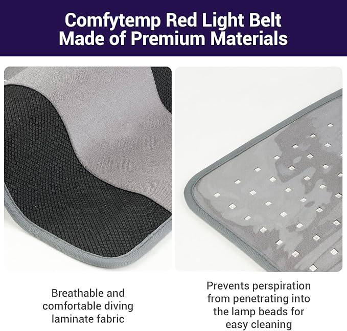 Comfytemp Red Light Therapy Pad for Body, Large Near Infrared Light Therapy Wrap with Timer, 32W Ligh Therapy Wrap with Band for Back Belly Leg Knee Thigh