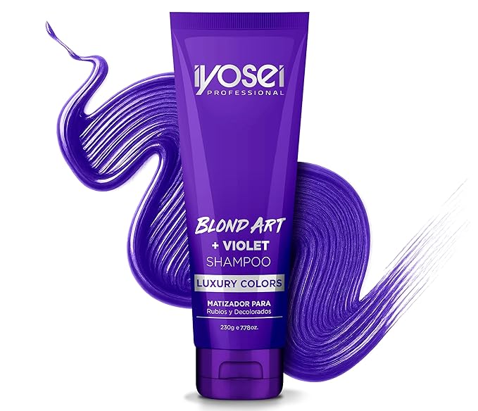 IYOSEI Professional Purple Shampoo Blond Art + Violet – Shampoo for Blondes with Highlighted, Bleached & Gray Hair – Intense Purple Toning for Blonde Hair Care and Color Balance – 7.78 Fl oz Tube