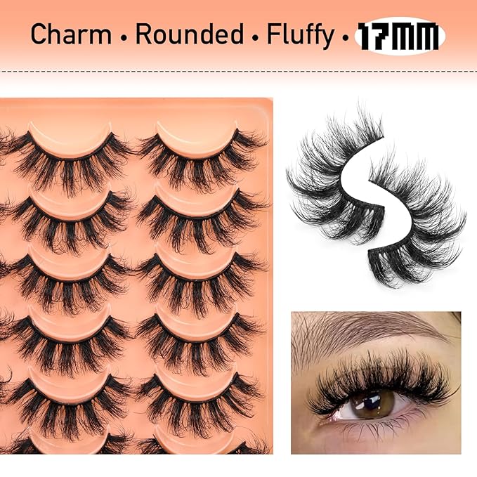 Yawamica Fluffy False Eyelashes Wispy Mink Lashes Pack 4 Styles Full Volume Mink Eyelashes Strip Fake Lashes 20 Pairs