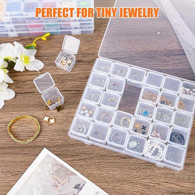 Cokapo 120-Grid Diamond Art Storage Containers, Portable Diamond Painting Storage Containers with Labels, Bead Organizer Box for Diamond Art Accessories, Bead Storage, DIY Craft, Jewelry, Nail