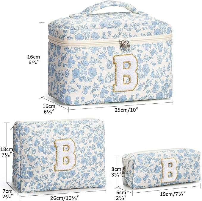 Birthday Gifts for Teen Girl Women, Personalized Initial Makeup Bag Quilted Cosmetic Bag Make Up Bags Travel Toiletry Bags Teen Girl Gifts Trendy Stuff Valentines Day Gift for Wife Mom Daughter Friend