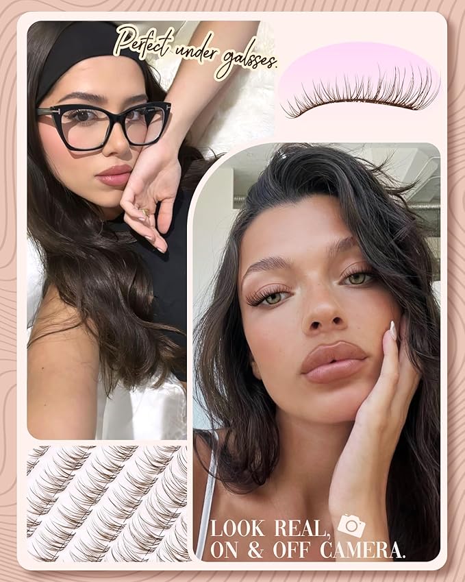 Natural Lash Clusters Brown Eyelash Cluster Clear Band Individual Lashes Wispy Cluster Eyelash Extensions Venus Dark Brown Lashes Extensions DIY Lash Pack by Mavphnee (120Pcs, 8-16MM, CC-Curly)